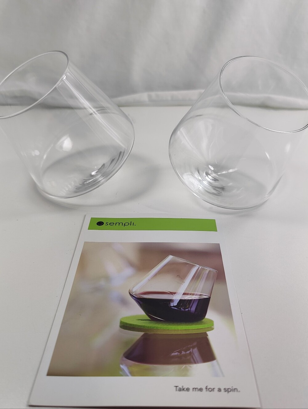 Sempli Cupa-Vino Wine Glasses Set 2 Lead-Free Crystal Stemless Aerating Swirl - Picture 6 of 6